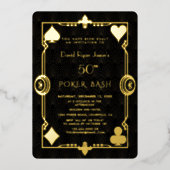 GOLD FOIL Casino Night Poker Bash Man Birthday Folie Uitnodiging (Voorkant)