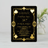 GOLD FOIL Casino Night Poker Bash Man Birthday Folie Uitnodiging (Staand Voorkant)