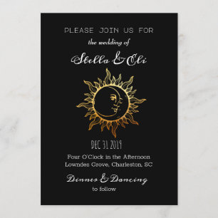 Gold Foil Celestial Sun en Moon Wedding Kaart