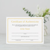 Gold Foil Certificate of Authenticity for Art Folie Feestdagenkaart (Staand Voorkant)