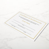 Gold Foil Certificate of Authenticity for Art Folie Feestdagenkaart (Gedraaid)