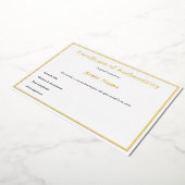 Gold Foil Certificate of Authenticity for Art Folie Uitnodiging (Gedraaid)