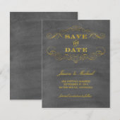 Gold Foil Chalkboard Save the Date (Voorkant / Achterkant)