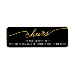 Gold Foil Cheers Calligraphy Chic Holiday Address Etiket