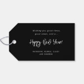 Gold Foil Cheers Calligraphy Script Photo Holiday Cadeaulabel (Achterkant Horizontaal)