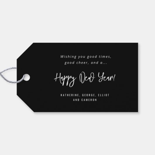 Gold Foil Cheers Calligraphy Script Photo Holiday Cadeaulabel (Achterkant Horizontaal)