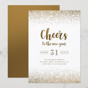 Gold Foil Cheers to the New Year Holiday Party Kaart