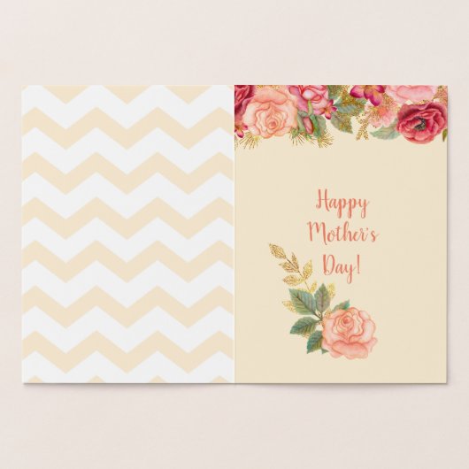 Gold Foil Chevron Stripes | ROZEN MOEDERDAG Folie Kaarten (Binnen)