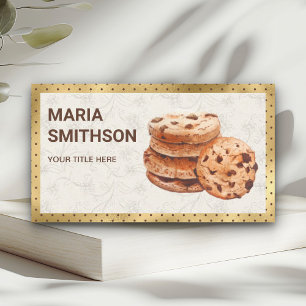 Gold Foil Chocolate Chip Cookies Bakery Visitekaartje