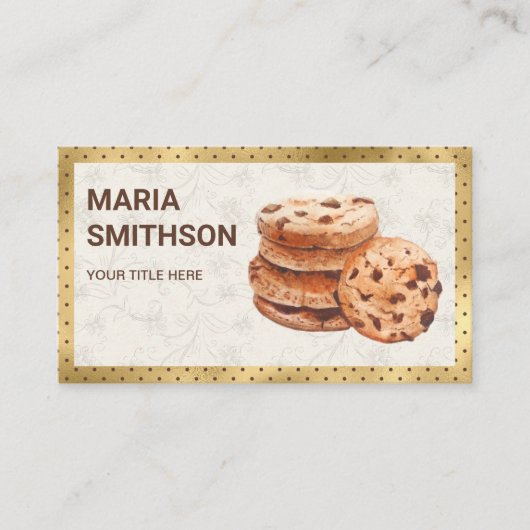 Gold Foil Chocolate Chip Cookies Bakery Visitekaartje (Voorkant)