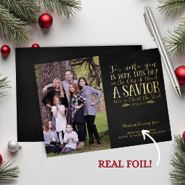 Gold Foil Christelijke Verse kerstfoto Folie Feestdagenkaart
