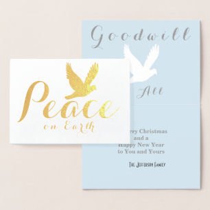 Gold Foil Christmas Peace Dove Kaart