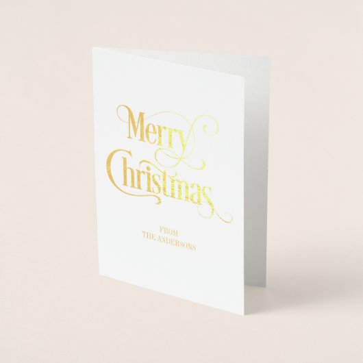 Gold Foil Clasic Merry kerstfeestdag Kaart (Voorkant)