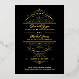  GOLD FOIL Classic Black  Weddenschap Folie Uitnodiging