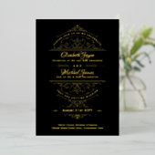  GOLD FOIL Classic Black  Weddenschap Folie Uitnodiging (Staand Voorkant)