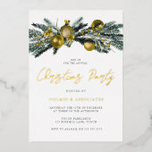 Gold Foil Classic Corporate Office Christmas Party Folie Uitnodiging (Voorkant)
