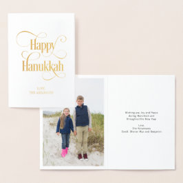 Gold Foil Classic Happy Hanukkah Wenskaart Folie Kaarten