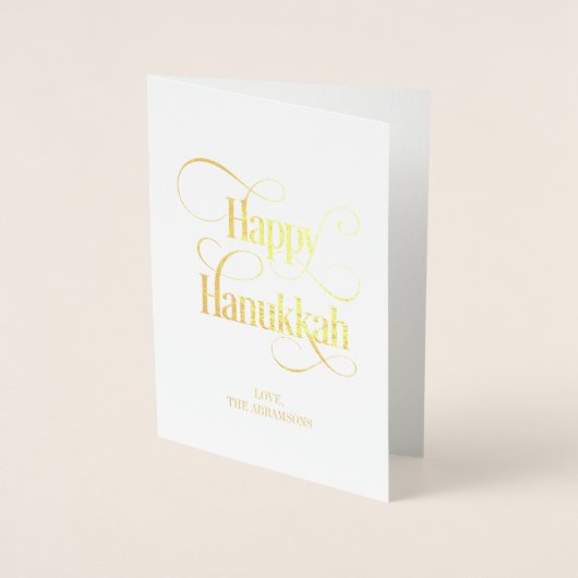 Gold Foil Classic Happy Hanukkah Wenskaart Folie Kaarten (Voorkant)