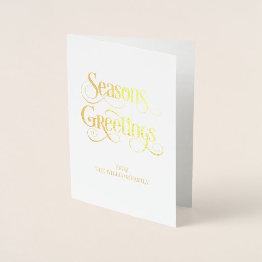 Gold Foil Classic Seasons Greeting Holiday Kaart (Voorkant)