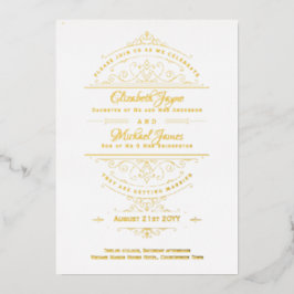  GOLD FOIL Classic White  Weddenschap Folie Uitnodiging