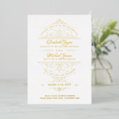 GOLD FOIL Classic White Weddenschap Folie Uitnodiging (Staand Voorkant)