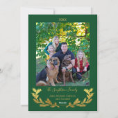Gold Foil Collage op groene kerstfoto Feestdagenkaart (Achterkant)