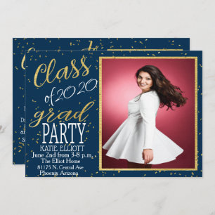 Gold Foil Confetti Afstuderen Invitation Kaart
