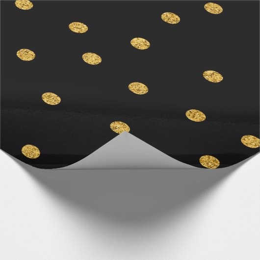 Gold Foil Confetti Black Cadeaupapier (Hoek)