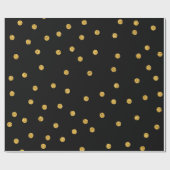 Gold Foil Confetti Black Cadeaupapier (Vlak)