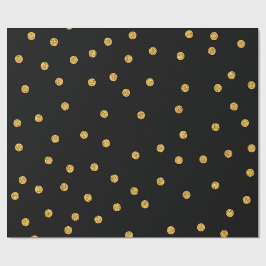 Gold Foil Confetti Black Cadeaupapier (Vlak)