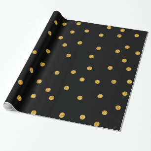 Gold Foil Confetti Black Cadeaupapier