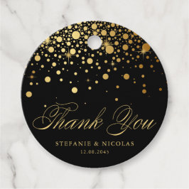 Gold Foil Confetti Black Wedding Bedankt Bedankjes Labels
