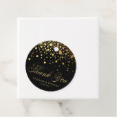 Gold Foil Confetti Black Wedding Bedankt Bedankjes Labels (In situ)