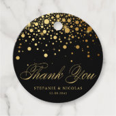 Gold Foil Confetti Black Wedding Bedankt Bedankjes Labels (Voorkant)