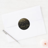 Gold Foil Confetti Black Wedding Bedankt Ronde Sticker (Envelop)