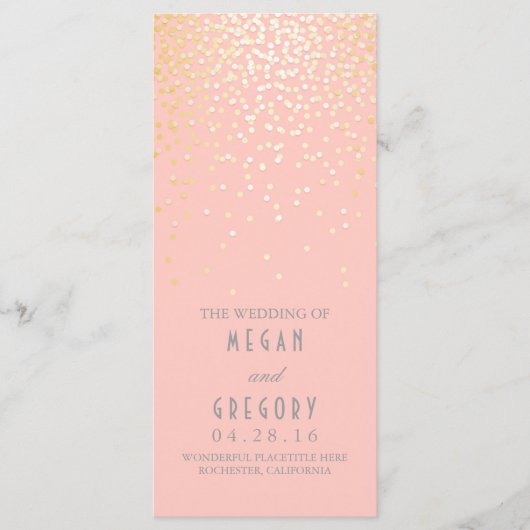 Gold Foil Confetti Blush Wedding Programma's (Voorkant)