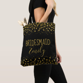 Gold Foil Confetti Bridesmaid Name ID455 Tote Bag