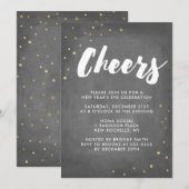 Gold Foil Confetti Cheers Nieuwjaarsfeest Kaart (Voorkant / Achterkant)