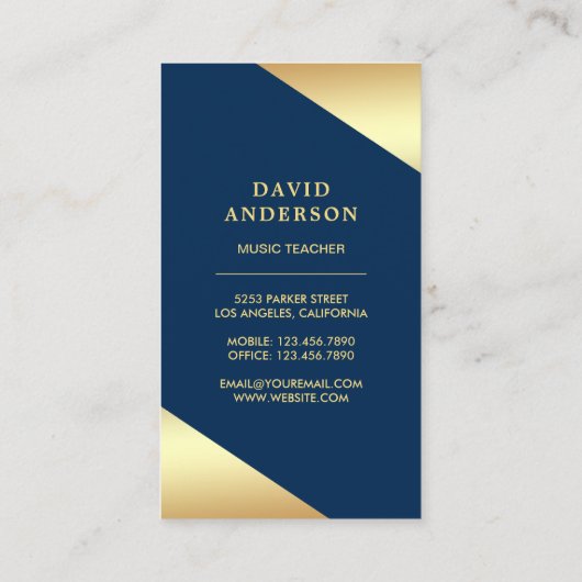 Gold Foil Confetti Elegant Saxofone Saxofonist Visitekaartje (Achterkant)