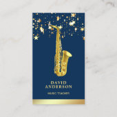 Gold Foil Confetti Elegant Saxofone Saxofonist Visitekaartje (Voorkant)