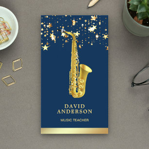 Gold Foil Confetti Elegant Saxofone Saxofonist Visitekaartje