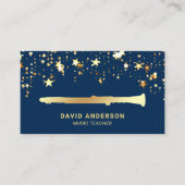 Gold Foil Confetti Elegante Klarinet Muziekdocent Visitekaartje (Voorkant)