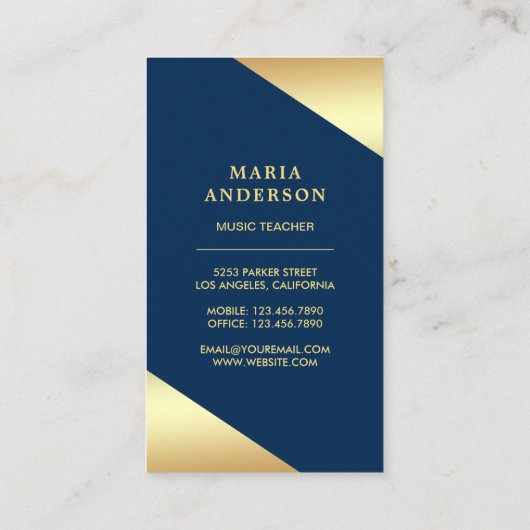 Gold Foil Confetti Grand Piano Musician Pianist Visitekaartje (Achterkant)