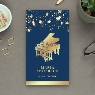 Gold Foil Confetti Grand Piano Musician Pianist Visitekaartje