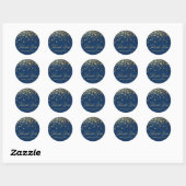 Gold Foil Confetti Navy Blue Wedding Bedankt Ronde Sticker (Vel)