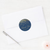 Gold Foil Confetti Navy Blue Wedding Bedankt Ronde Sticker (Envelop)