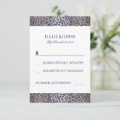 Gold Foil Confetti Navy Wedding RSVP Kaarten Kaartje (Staand voorkant)