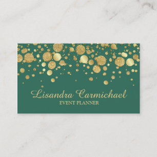 Gold Foil Confetti op groen Visitekaartje