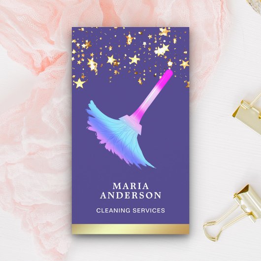 Gold Foil Confetti Paarse stofzuiger reinigingsdie Visitekaartje