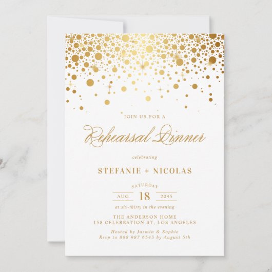 Gold Foil Confetti Rehearings Kaart (Voorkant)